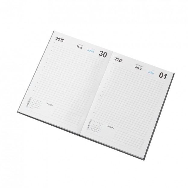 Agenda Diária 2026 Linho Personalizada  Agenda Diária 2026 Linho Personalizada