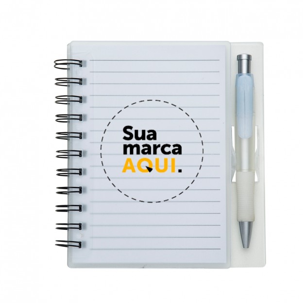 Caderno Plástico com Caneta e Personalização