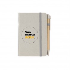 Caderneta Palha de Trigo com Caneta Personalizada