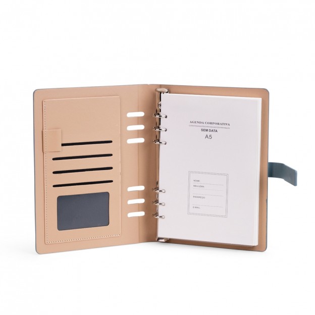 Caderno Fichário Couro Sintético Personalizado