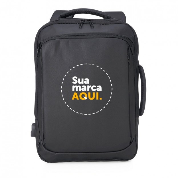 Mochila Couro Sintético USB 17 Litros Personalizada
