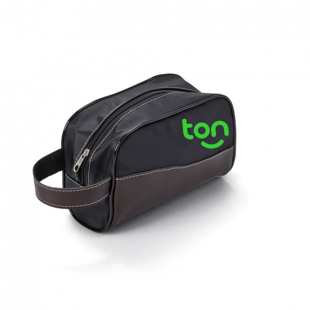 Necessaire de Couro Sintético e Nylon Personalizada