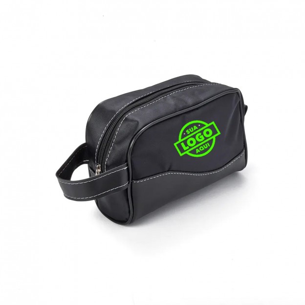 Necessaire de Couro Sintético e Nylon Personalizada