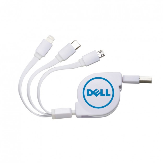 Cabo USB Retrátil 3 em 1 Personalizado