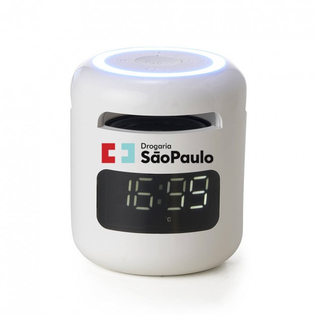 Caixa de Som Multimídia com Relógio Customizado