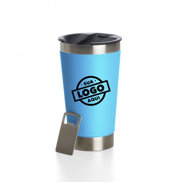 Copo Térmico Liso de 500ml com Abridor Personalizado